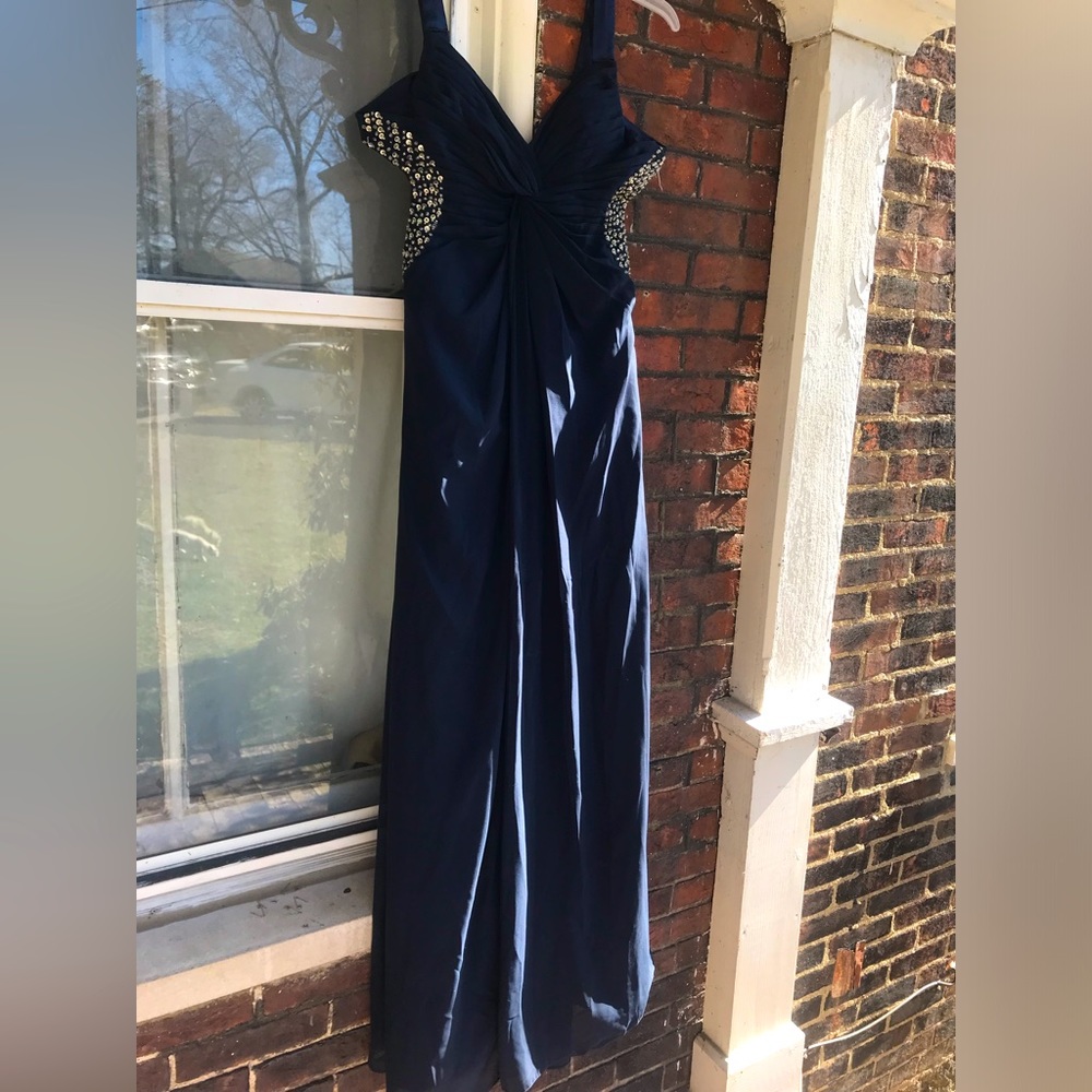 Navy Blue Cut Out Formal Gown